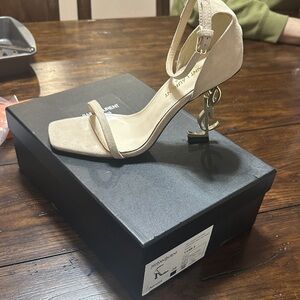 Yves Saint Laurent Tan Ankle Strap Heels